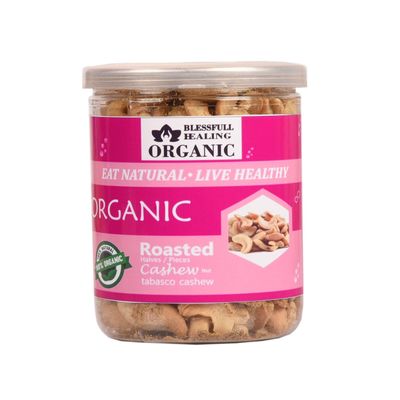 Blessfull Healing Organic Natural, Vegan Tabasco Roasted Halves/Pieces Cashew Nuts Crunchy Kaju 250 Gram