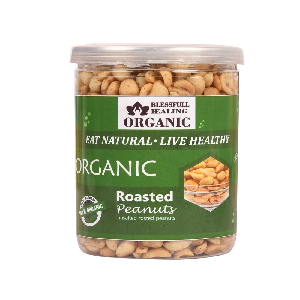 Blessfull Healing Organic Natural, Vegan Unsalted Roasted Peanuts Crunchy Healthy Snacks 250 Gram