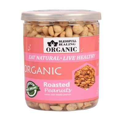 Blessfull Healing Organic Natural, Vegan Indian Chat Masala Roasted Peanuts Crunchy Healthy Snacks 300 Gram