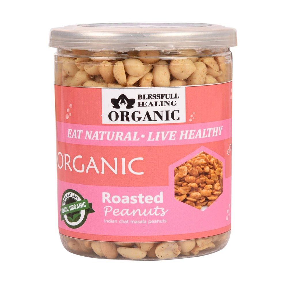 Blessfull Healing Organic Natural, Vegan Indian Chat Masala Roasted Peanuts Crunchy Healthy Snacks 300 Gram