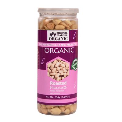 Blessfull Healing Organic Natural, Vegan Himalayan Punjabi Pakistani Pakistani Salt Roasted Peanuts Crunchy Healthy Snacks 150 Gram