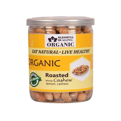 Blessfull Healing Organic Natural, Vegan Lemon Roasted Whole Cashew Nuts Crunchy Kaju 250 Gram