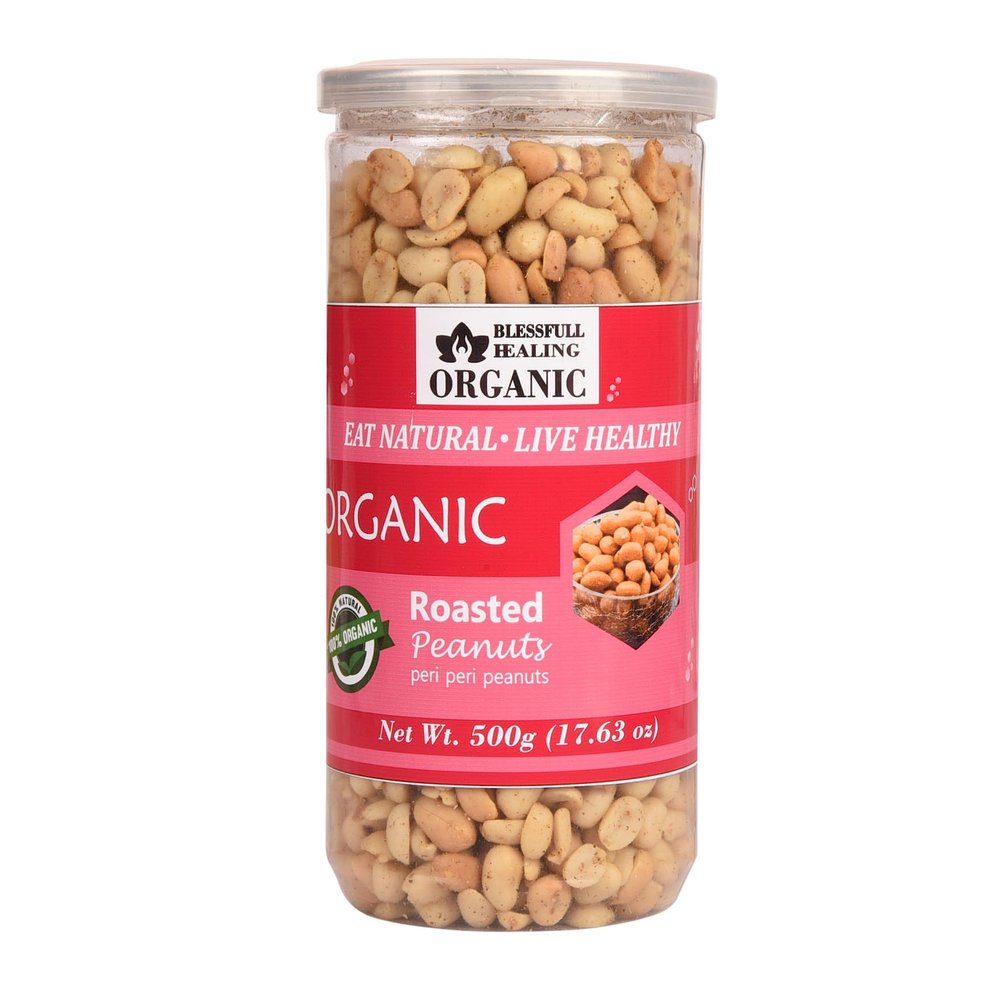 Blessfull Healing Organic Natural, Vegan Peri Peri Roasted Peanuts Crunchy Healthy Snacks 500 Gram