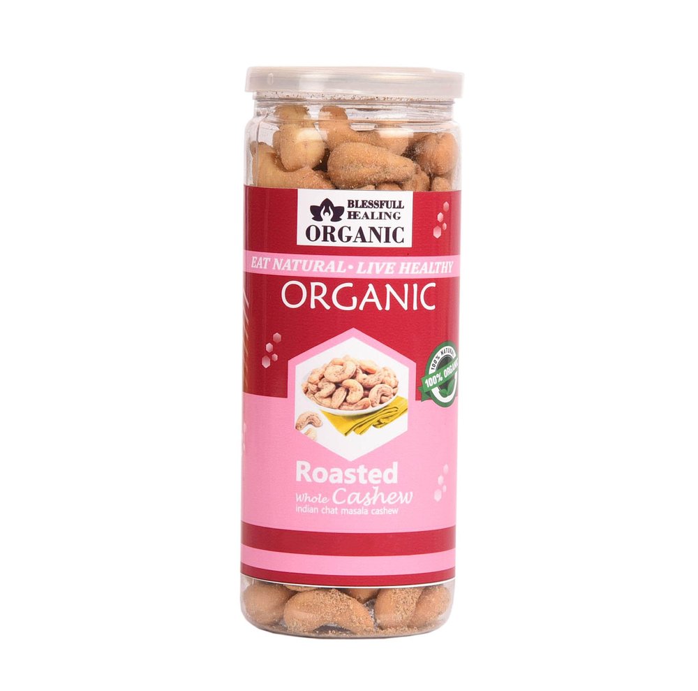Blessfull Healing Organic Natural, Vegan Indian Chat Masala Roasted Whole Cashew Nuts Crunchy Kaju 150 Gram
