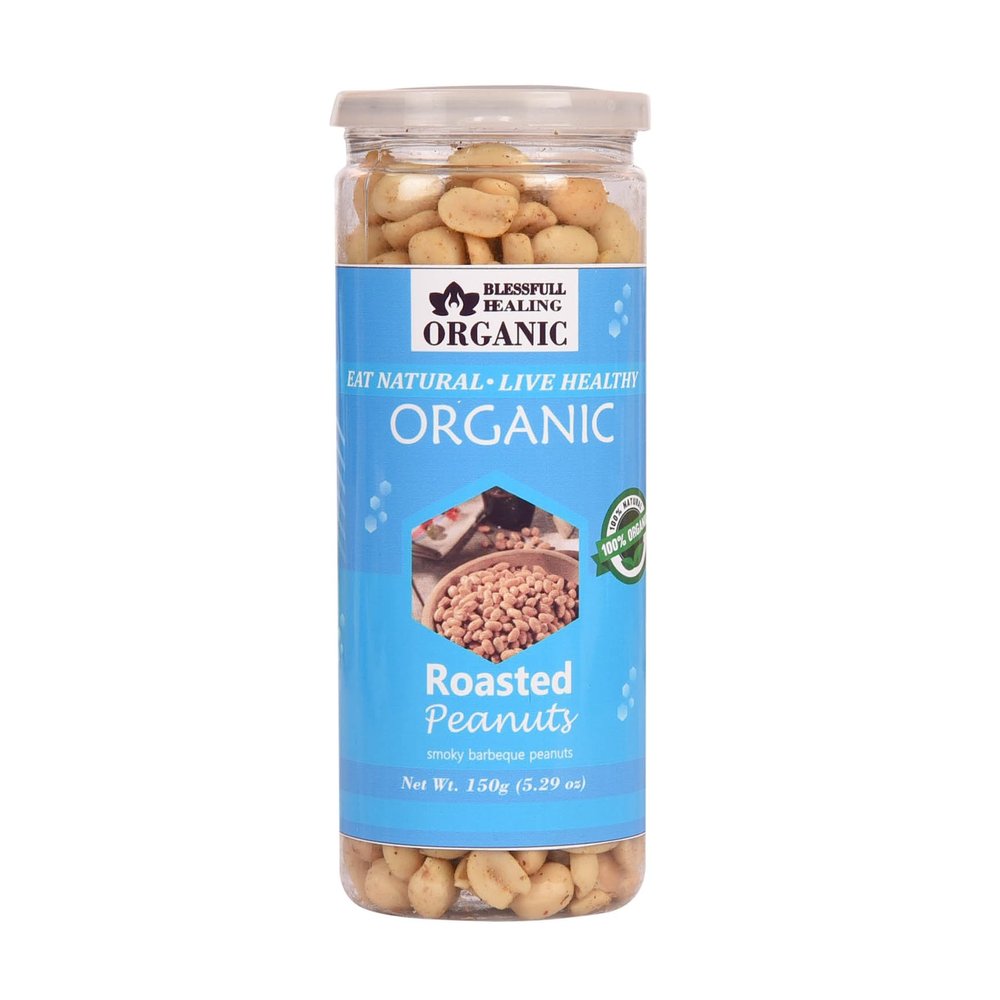 Blessfull Healing Organic Natural, Vegan Smoky Barbeque Roasted Peanuts Crunchy Healthy Snacks 150 Gram