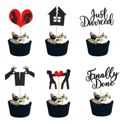 Arthsdite 24Pcs Divorce Cupcake Toppers Glitter Finally Done Just Divorced Cupcake Picks Break Up Theme Cake Decorations for Bye Freedom Bachelor Divorce Party Supplies