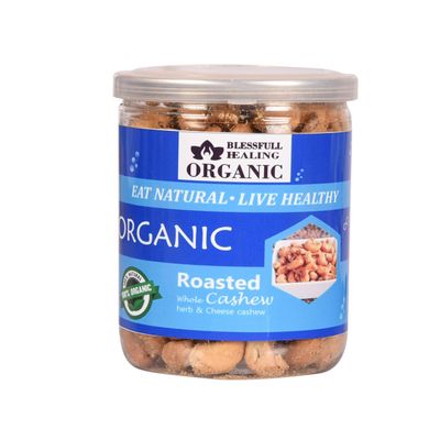 Blessfull Healing Organic Natural, Vegan Herb & Cheese Roasted Whole Cashew Nuts Crunchy Kaju 250 Gram