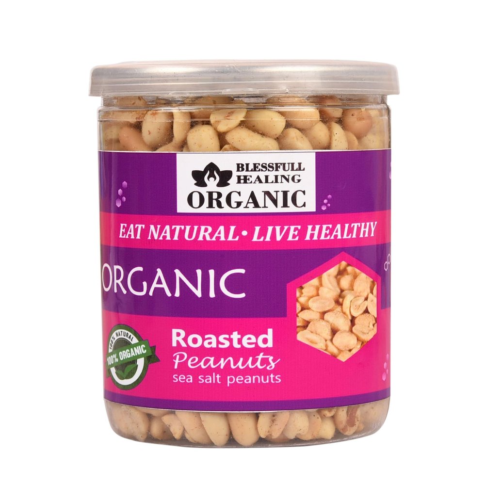 Blessfull Healing Organic Natural, Vegan Sea Salt Roasted Peanuts Crunchy Healthy Snacks 250 Gram