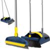 Abizarch Broom and Dustpan Set with Shower Cleaning Brush Portable Broom Dustpan Combo with Comb Teeth Upright Standing Floor Brush and Dustpan 180 Rotating Broom Dustpan with Broom Clip for Home Off view 1