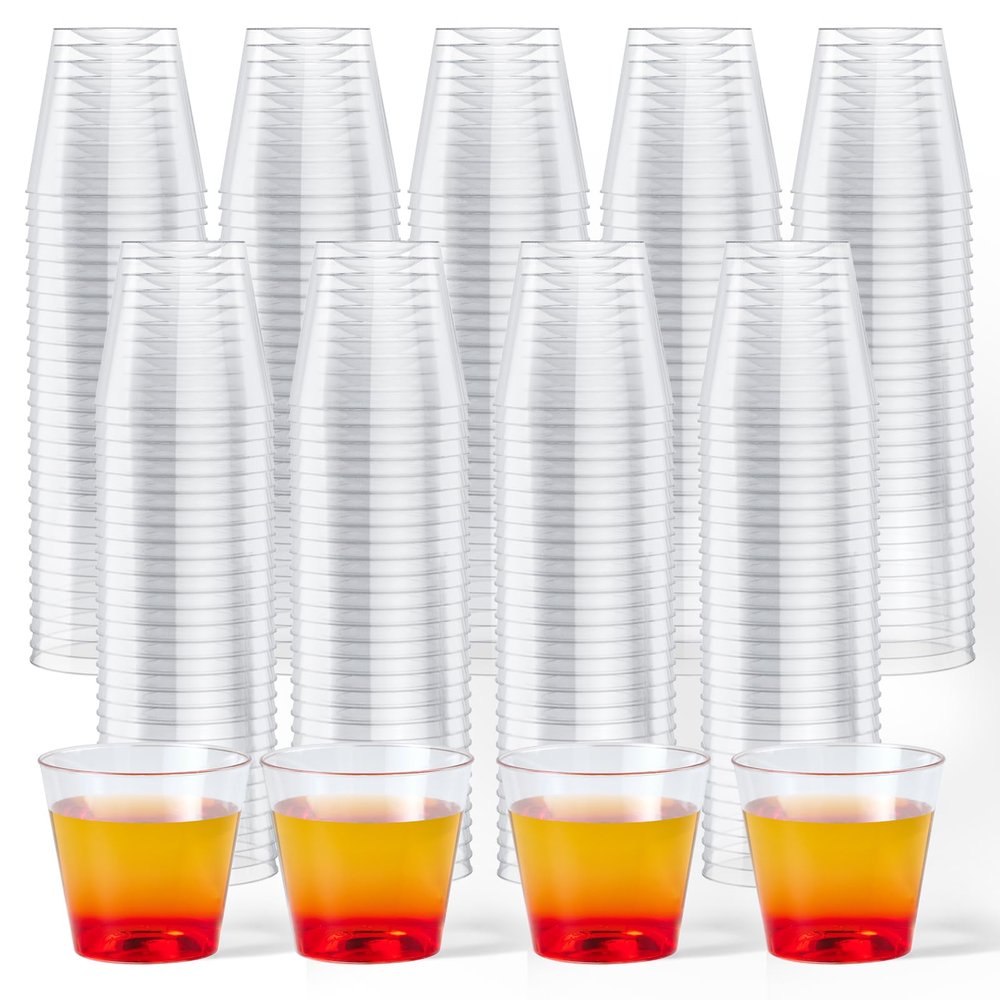 JOLLY CHEF 2000 Pack Plastic Shot Glasses,1 oz Disposable Cups 1 Ounce Tasting Cups Ideal for Whiskey, Wine Tasting,Food Samples
