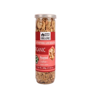 Blessfull Healing Organic Natural, Vegan Wasabi Roasted Halves/Pieces Cashew Nuts Crunchy Kaju 500 Gram