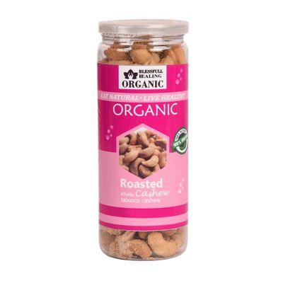 Blessfull Healing Organic Natural, Vegan Tabasco Roasted Whole Cashew Nuts Crunchy Kaju 150 Gram
