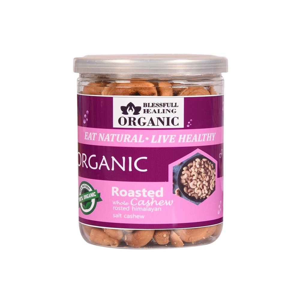 Blessfull Healing Organic Natural, Vegan Himalayan Punjabi Pakistani Salt Roasted Whole Cashew Nuts Crunchy Kaju 300 Gram