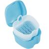 Abizarch Denture Case Denture Bath Box False Teeth Storage Box with Rinsing Basket Portable False Teeth Storage Case Orthodontic Dental Retainer Box for False Teeth Storage Soaking Cleaning(Wathet) view 1