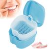 Abizarch Denture Case Denture Bath Box False Teeth Storage Box with Rinsing Basket Portable False Teeth Storage Case Orthodontic Dental Retainer Box for False Teeth Storage Soaking Cleaning(Wathet) view 3