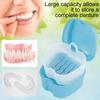 Abizarch Denture Case Denture Bath Box False Teeth Storage Box with Rinsing Basket Portable False Teeth Storage Case Orthodontic Dental Retainer Box for False Teeth Storage Soaking Cleaning(Wathet) view 4