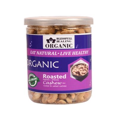 Blessfull Healing Organic Natural, Vegan Roastad & Salted Roasted Halves/Pieces Cashew Nuts Crunchy Kaju 300 Gram