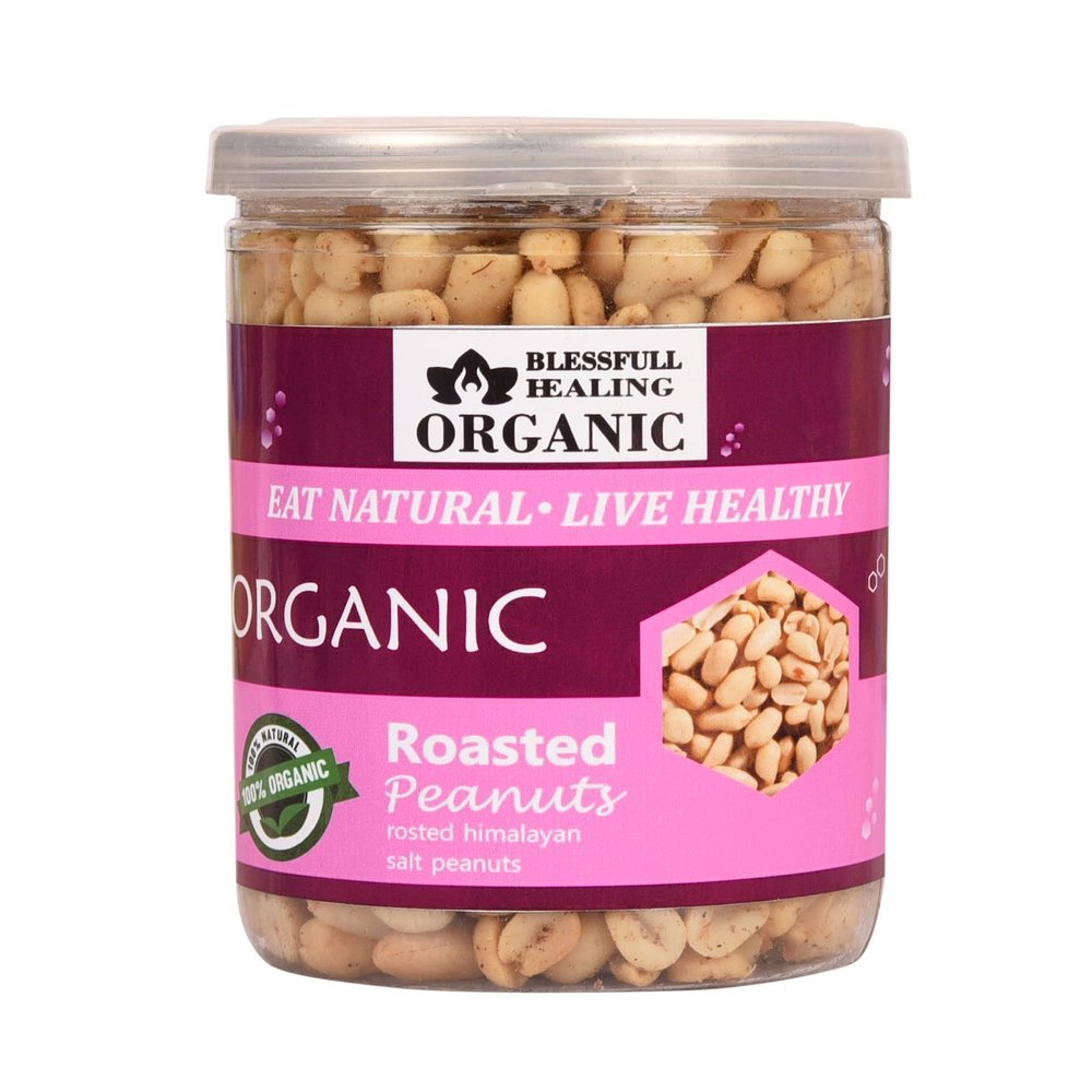Blessfull Healing Organic Natural, Vegan Himalayan Punjabi Pakistani Pakistani Salt Roasted Peanuts Crunchy Healthy Snacks 300 Gram