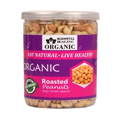 Blessfull Healing Organic Natural, Vegan Tangy Tomato Roasted Peanuts Crunchy Healthy Snacks 300 Gram