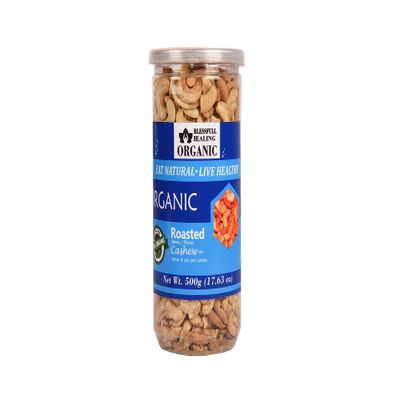 Blessfull Healing Organic Natural, Vegan Lemon & Peri Peri Roasted Halves/Pieces Cashew Nuts Crunchy Kaju 500 Gram