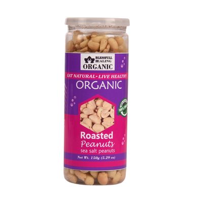Blessfull Healing Organic Natural, Vegan Sea Salt Roasted Peanuts Crunchy Healthy Snacks 150 Gram
