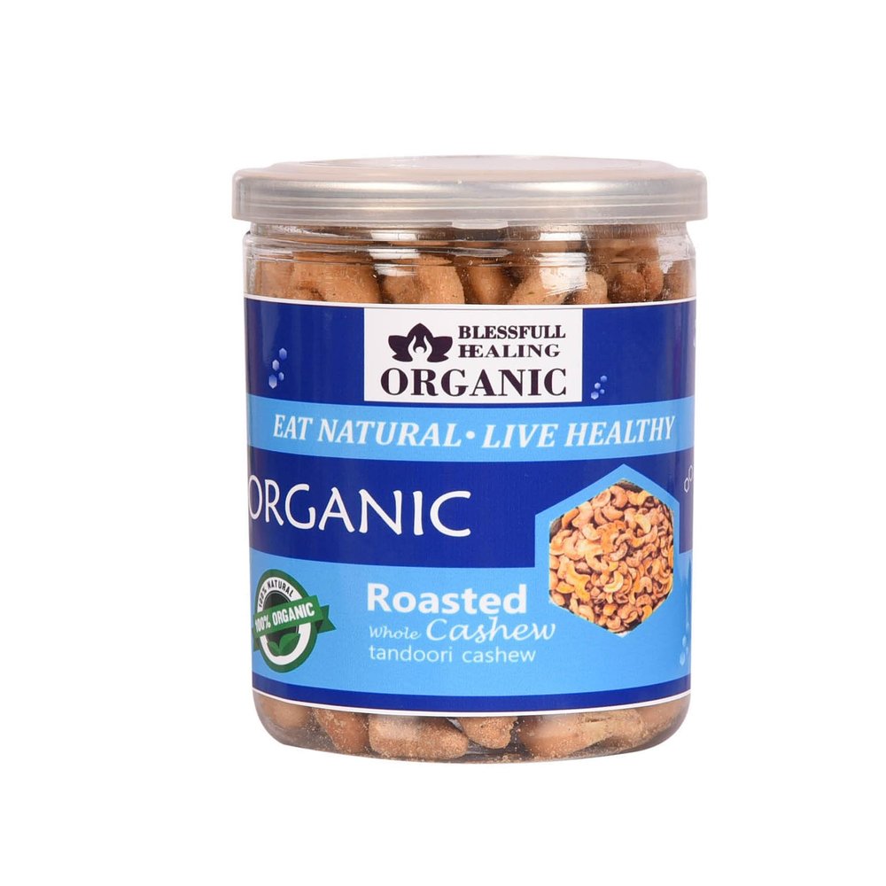 Blessfull Healing Organic Natural, Vegan Tandoori Roasted Whole Cashew Nuts Crunchy Kaju 300 Gram