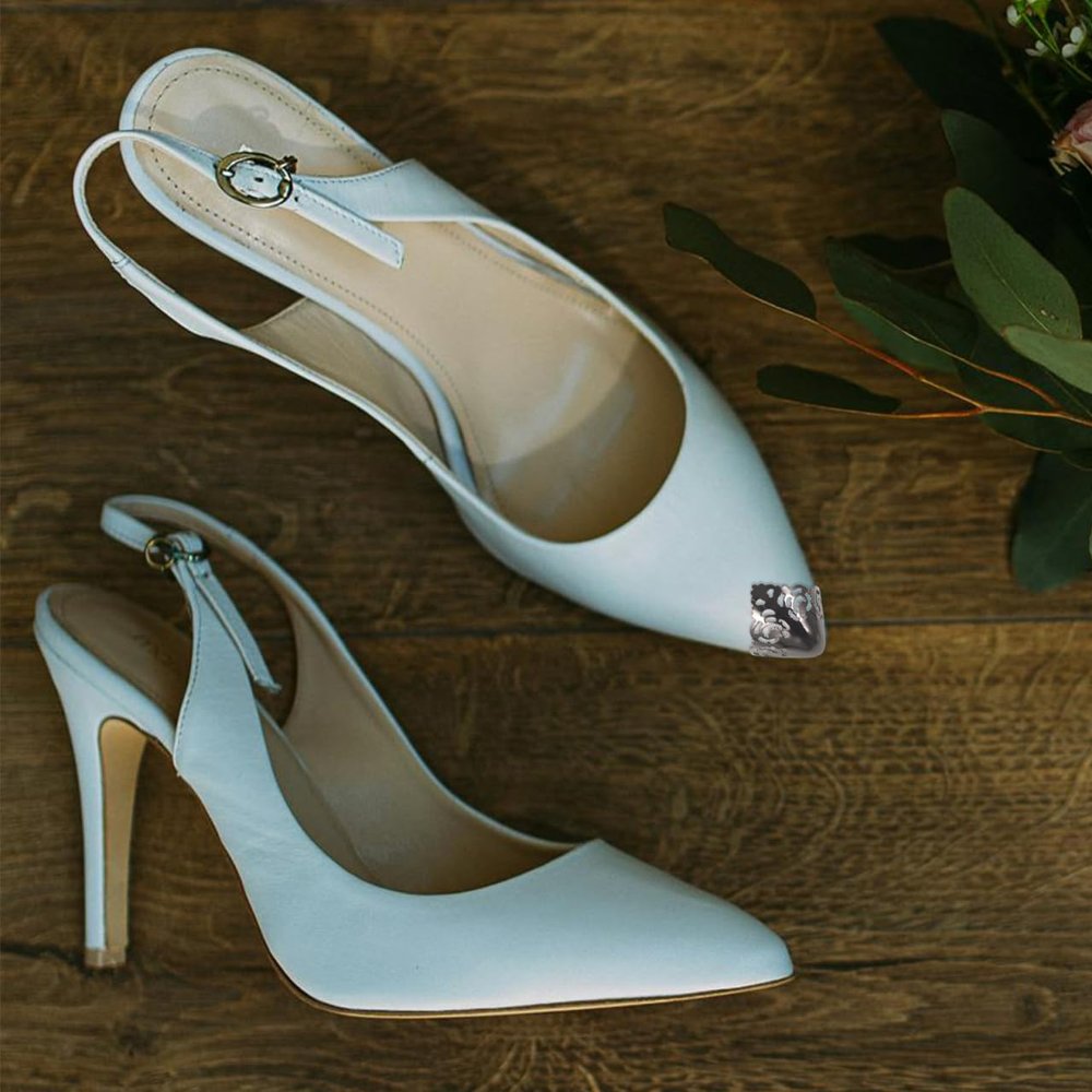 GALPADA 3 Pairs Metal Shoes Pointed Protector for Pointed Toe Boots High Heels Toe Cap Elegant Shoes Cover Decoration