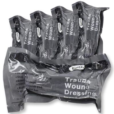 6'' Israeli Bandages | Portable Vacuum-Sealed Compression Bandages | Ideal for Outdoor Activities, Combat, Travel, Hiking, and Cycling (5 Pack)