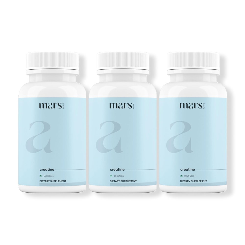 Mars Micronized Creatine Monohydrate Caps: Powered with Shilajit | 100% Pure and Natural | Good Health Company 360 Count (Pack of 3)