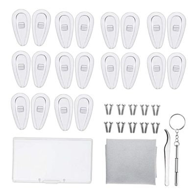 Outanaya Repair Tool Set 15mm Silicone Metal Nose Pads Screws Lens Cloth and Plastic Box for Quick Home Repairs