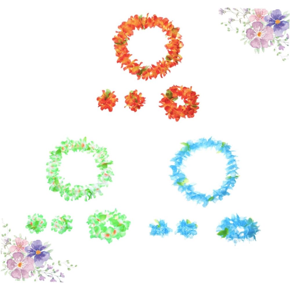 CHILDWEET Hawaiian Party Hanging Decorations Wreath Set Flower Headband Neck Ring Wristband for Wedding