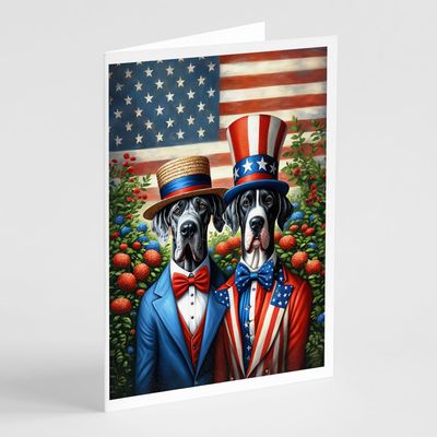 Caroline's Treasures All American Great Dane Greeting Cards Pack of 8 Blank Cards with Envelopes Whimsical A7 Size 5x7 Blank Note Cards