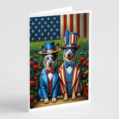 Caroline's Treasures All American Australian Cattle Dog Greeting Cards Pack of 8 Blank Cards with Envelopes Whimsical A7 Size 5x7 Blank Note Cards