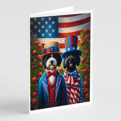 Caroline's Treasures All American Portuguese Water Dog Greeting Cards Pack of 8 Blank Cards with Envelopes Whimsical A7 Size 5x7 Blank Note Cards