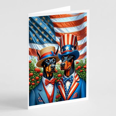 Caroline's Treasures All American Doberman Pinscher Greeting Cards Pack of 8 Blank Cards with Envelopes Whimsical A7 Size 5x7 Blank Note Cards