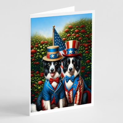 Caroline's Treasures All American Border Collie Greeting Cards Pack of 8 Blank Cards with Envelopes Whimsical A7 Size 5x7 Blank Note Cards