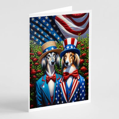 Caroline's Treasures All American Saluki Greeting Cards Pack of 8 Blank Cards with Envelopes Whimsical A7 Size 5x7 Blank Note Cards