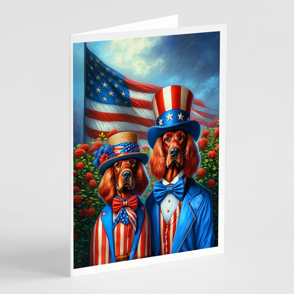 Caroline's Treasures All American Irish Setter Greeting Cards Pack of 8 Blank Cards with Envelopes Whimsical A7 Size 5x7 Blank Note Cards