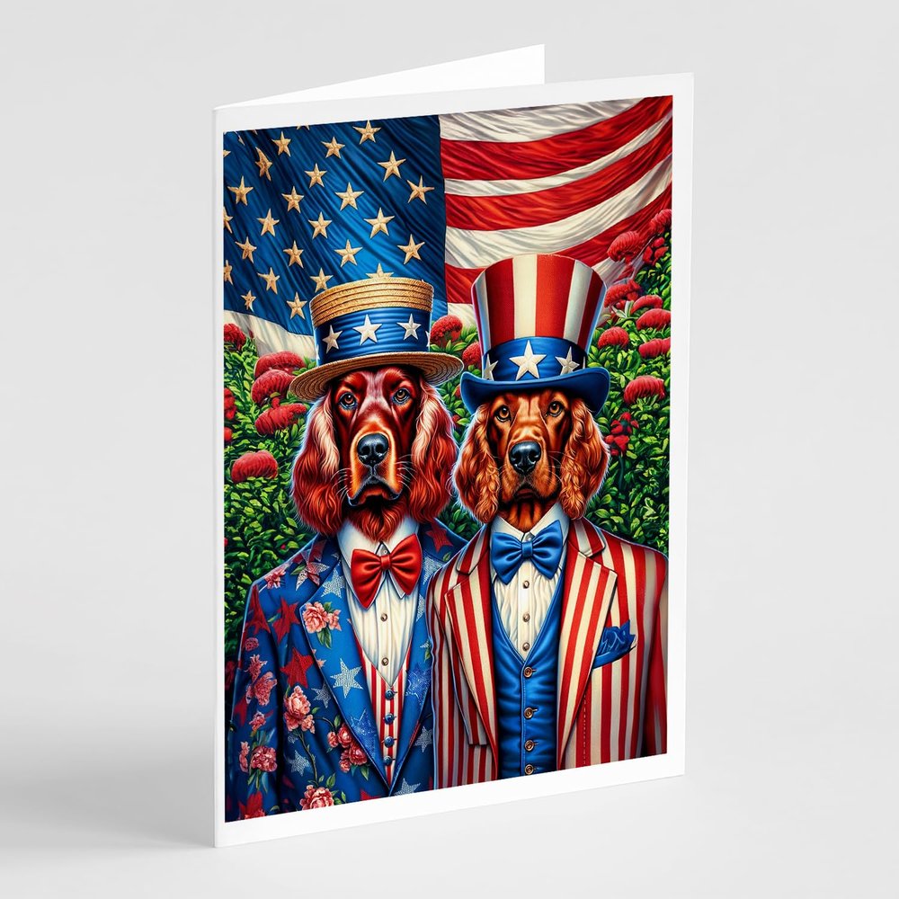 Caroline's Treasures All American Irish Setter Greeting Cards Pack of 8 Blank Cards with Envelopes Whimsical A7 Size 5x7 Blank Note Cards