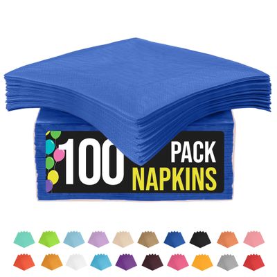 Party Solids Dark Blue Napkins Disposable Everyday 100 Pcs 2 Ply Dark Blue Cocktail Napkins Paper Everyday For Parties & Party Supplies