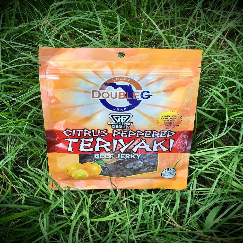Double G Craft Jerky Quality Snack | Healthy Beef Jerky Snack | Excellent Energy for Disc Golfers | Garrett Gurthie Jerky | (2.5 Ounce, Gannon Buhr Citrus Peppered Teriyaki Beef)