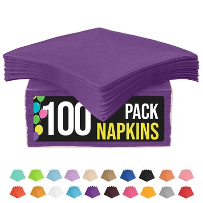 Party Solids Purple Napkins Disposable Everyday 100 Pcs 2 Ply Purple Dinner Napkins Bulk For Parties & Party Supplies