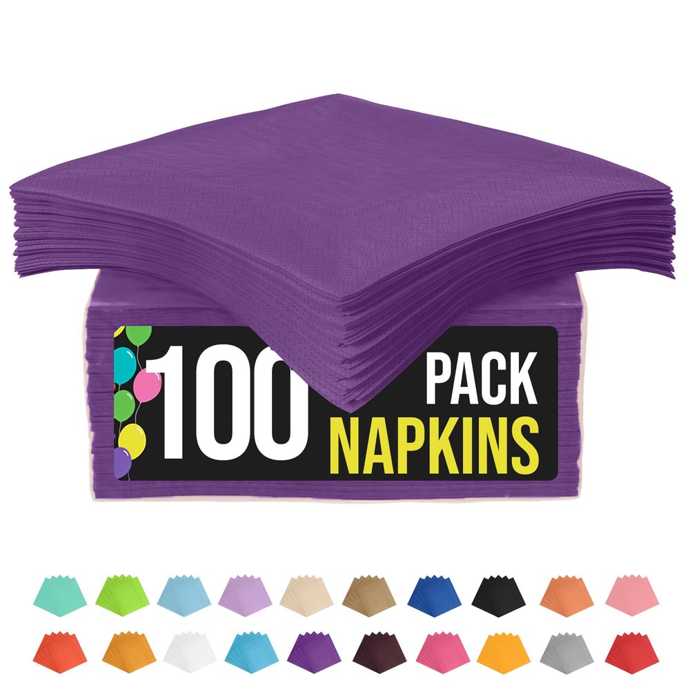 Party Solids Purple Napkins Disposable Everyday 100 Pcs 2 Ply Purple Dinner Napkins Bulk For Parties & Party Supplies