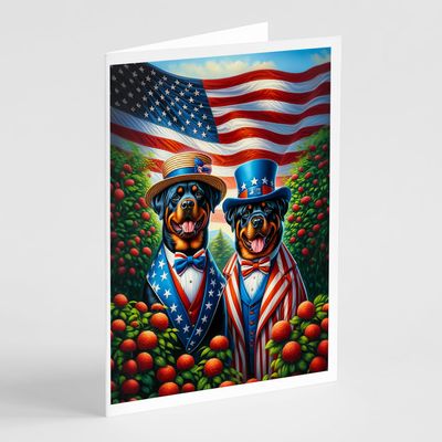 Caroline's Treasures All American Rottweiler Greeting Cards Pack of 8 Blank Cards with Envelopes Whimsical A7 Size 5x7 Blank Note Cards