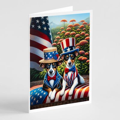 Caroline's Treasures All American Rat Terrier Greeting Cards Pack of 8 Blank Cards with Envelopes Whimsical A7 Size 5x7 Blank Note Cards