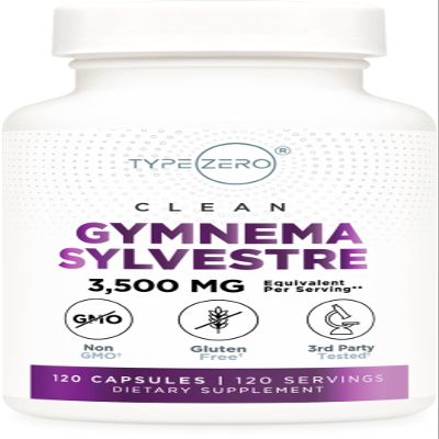 Type Zero Clean Gymnema Sylvestre 3,500mg Equivalent from 175mg of 20:1 Extract Per Serving, 120 Capsules for 120 Servings Per Bottle, Non-GMO. Gluten Free