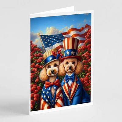 Caroline's Treasures All American Poodle Greeting Cards Pack of 8 Blank Cards with Envelopes Whimsical A7 Size 5x7 Blank Note Cards