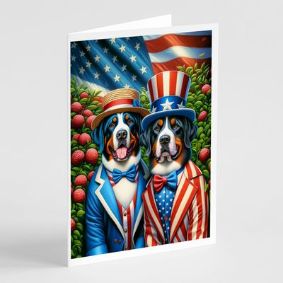 Caroline's Treasures All American Greater Swiss Mountain Dog Greeting Cards Pack of 8 Blank Cards with Envelopes Whimsical A7 Size 5x7 Blank Note Cards