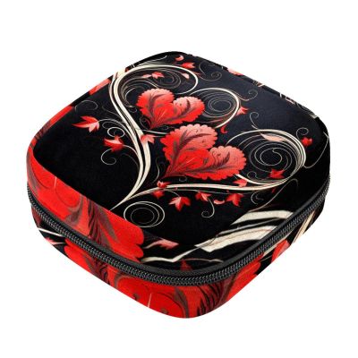 Period Bag,Sanitary Napkin Storage Bag,Art Heart Flower Love,Tampon Holder for Purse