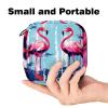 VTGHDEEQ Period Bag,Sanitary Napkin Storage Bag,Blue Stripe Pink Flamingo,Tampon Holder for Purse view 2